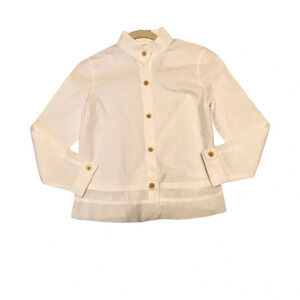 Macphee Button Up Ruffle Hem Blouse Sz 38